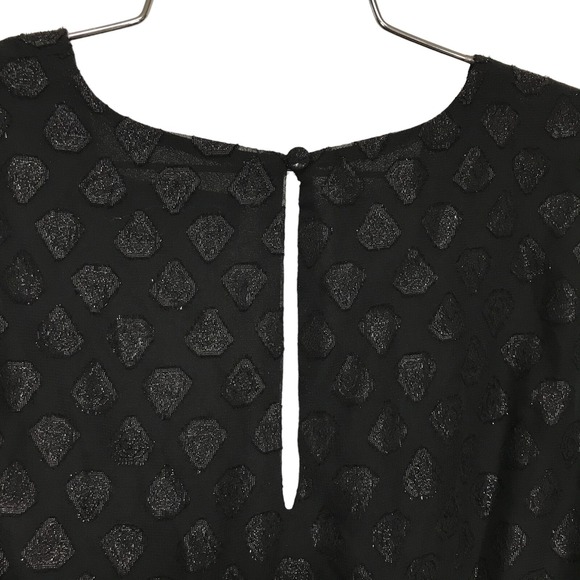 Lulus Womens XS Black Metallic Jacquard Long Sleeve Romper Surplice Neck NWT - Picture 5 of 8